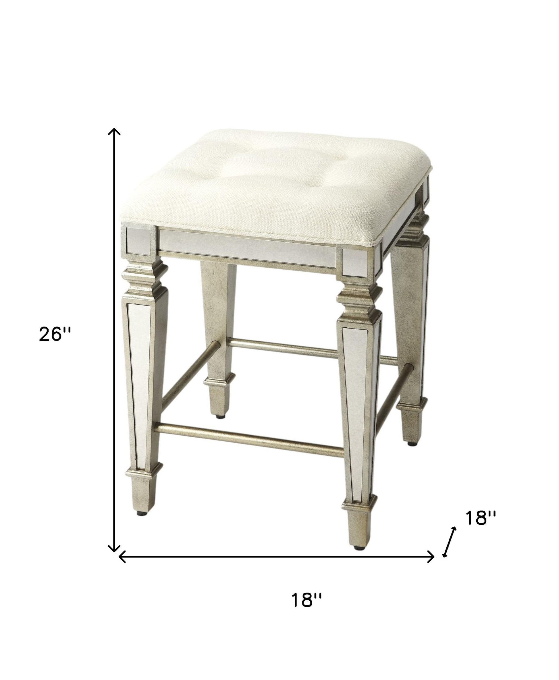 30" White and Gray Solid and Manufactured Wood Backless Counter Height Bar Chair-Bar Chairs-DECOROLALA