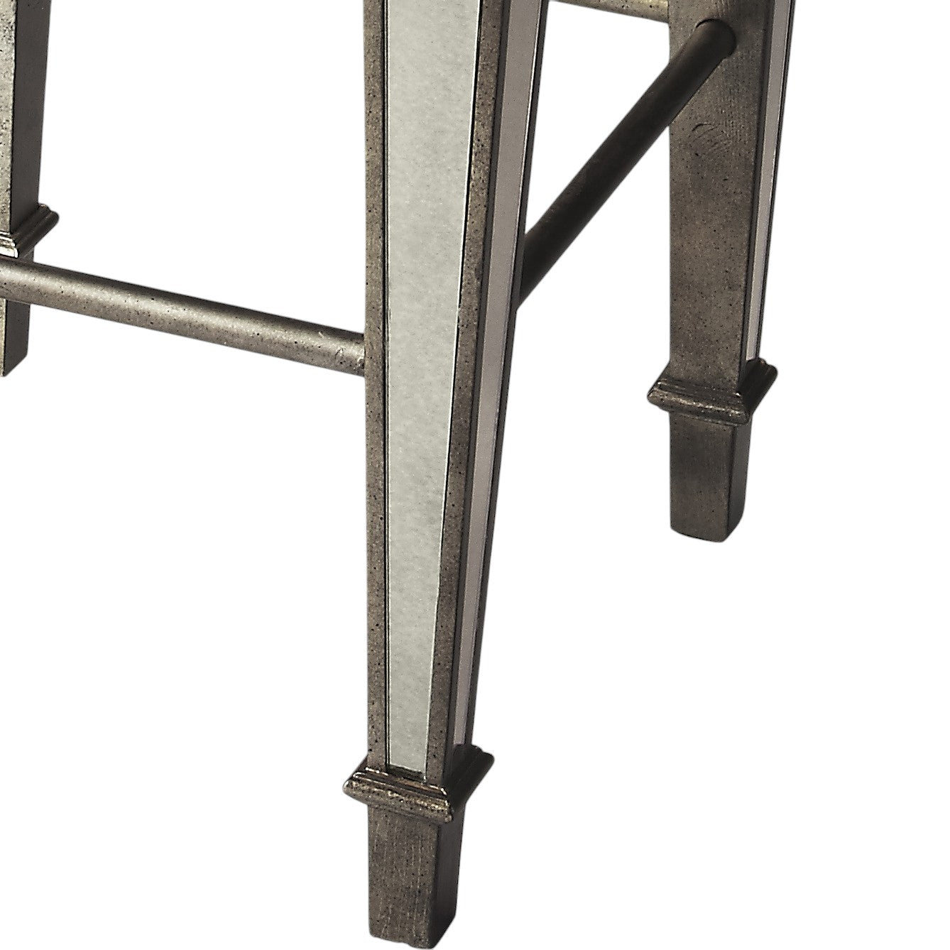 30" White and Silver Solid and Manufactured Wood Backless Counter Height Bar Chair-Bar Chairs-DECOROLALA