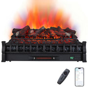 30" WiFi Fireplace Insert Lemonwood Set with Cracking Sound-Black-Fireplaces-DECOROLALA