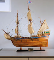 30" Wood Brown Mayflower Boat Hand Painted Decorative Boat-Sculptures-DECOROLALA
