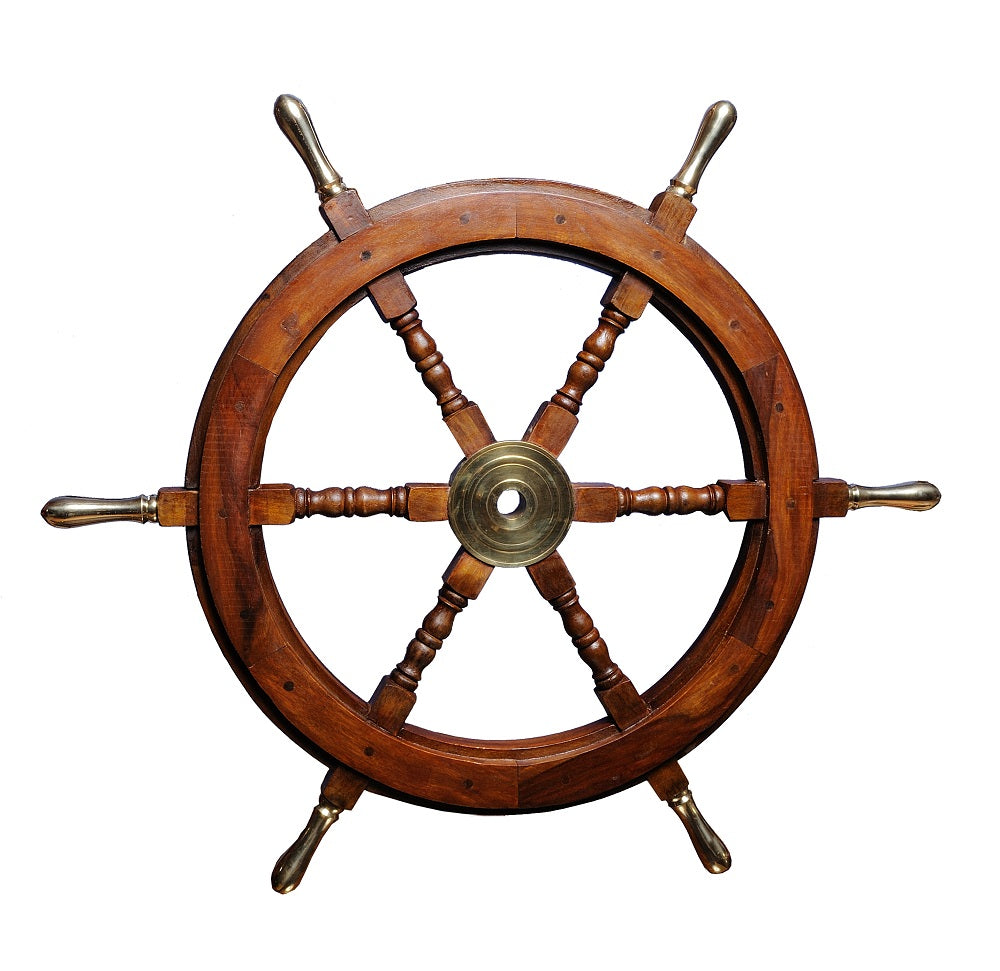 30" X 30" X 2" Ship Wheel-Sculptures-DECOROLALA