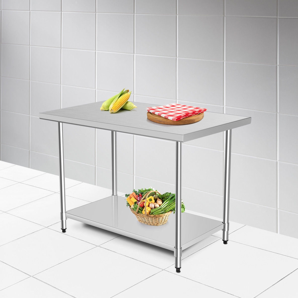 30 x 48 Inch Stainless Steel Table Commercial Kitchen Worktable-Kitchen Tools-DECOROLALA