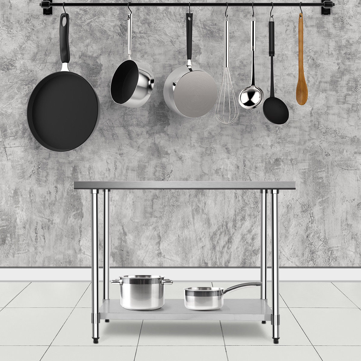 30 x 48 Inch Stainless Steel Table Commercial Kitchen Worktable-Kitchen Tools-DECOROLALA
