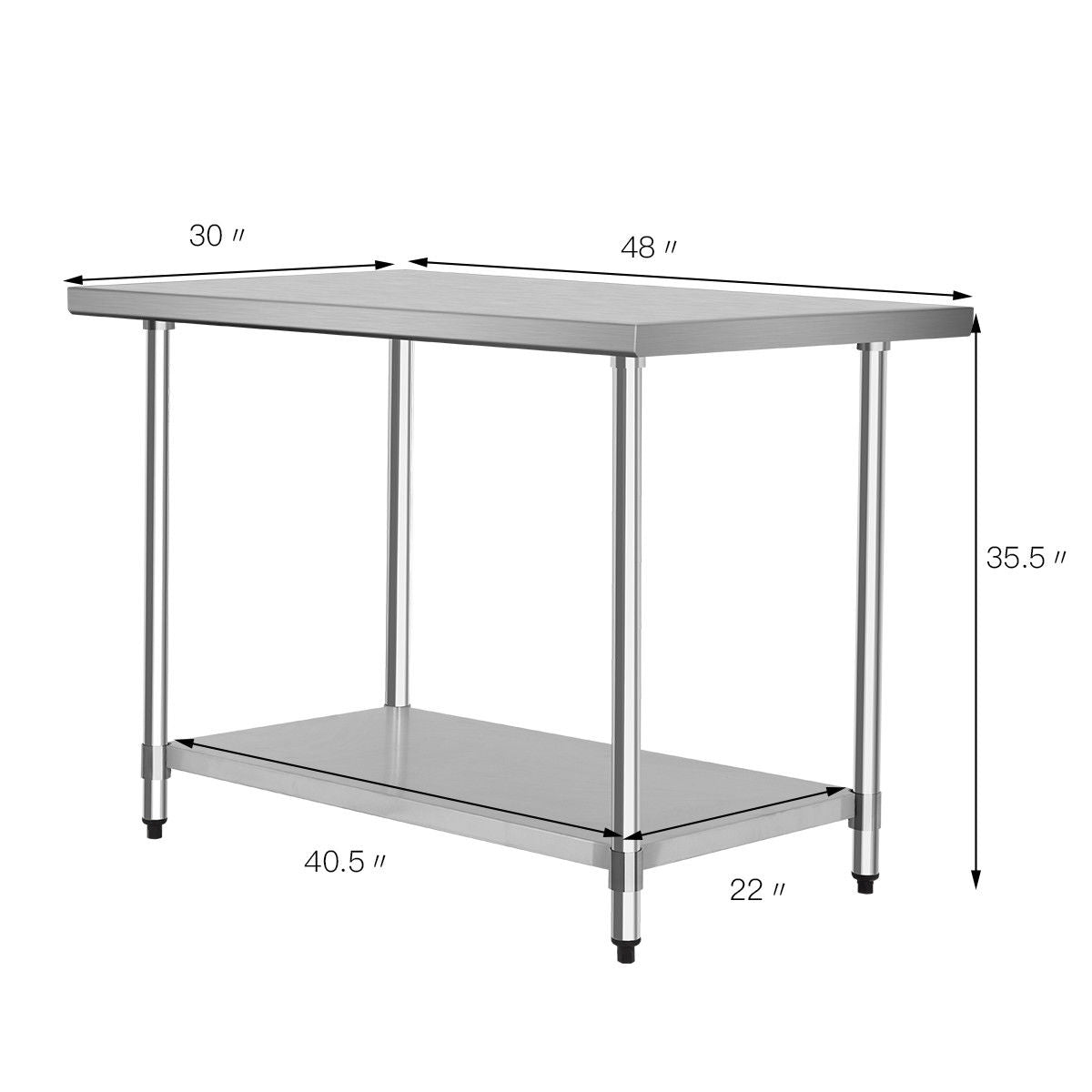 30 x 48 Inch Stainless Steel Table Commercial Kitchen Worktable-Kitchen Tools-DECOROLALA