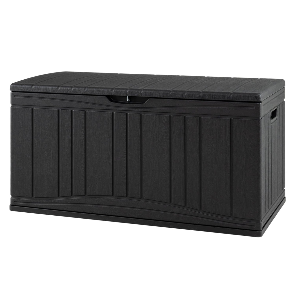300 L Outdoor Deck Box with Lockable Lid for Garden Tools Cushions-Black-Sheds & Outdoor Storage-DECOROLALA