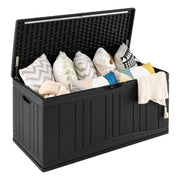 300 L Outdoor Deck Box with Lockable Lid for Garden Tools Cushions-Black-Sheds & Outdoor Storage-DECOROLALA
