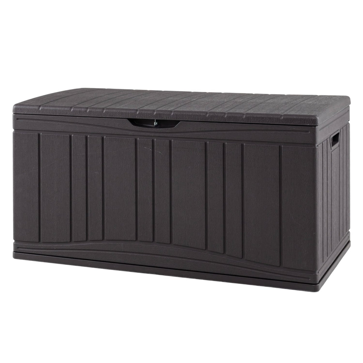 300 L Outdoor Deck Box with Lockable Lid for Garden Tools Cushions-Brown-Sheds & Outdoor Storage-DECOROLALA