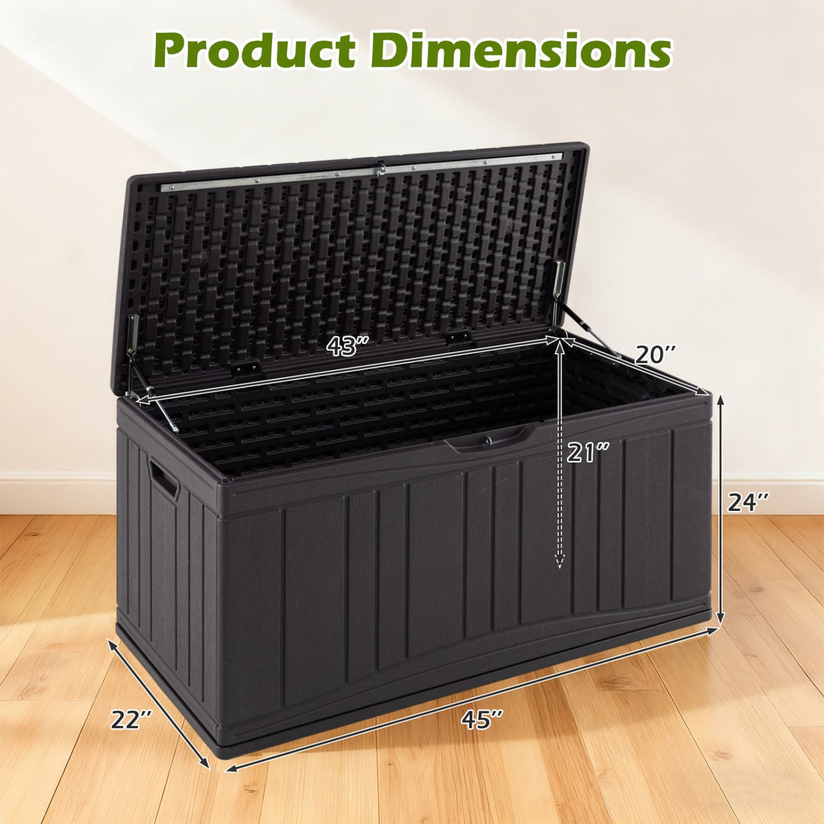 300 L Outdoor Deck Box with Lockable Lid for Garden Tools Cushions-Brown-Sheds & Outdoor Storage-DECOROLALA