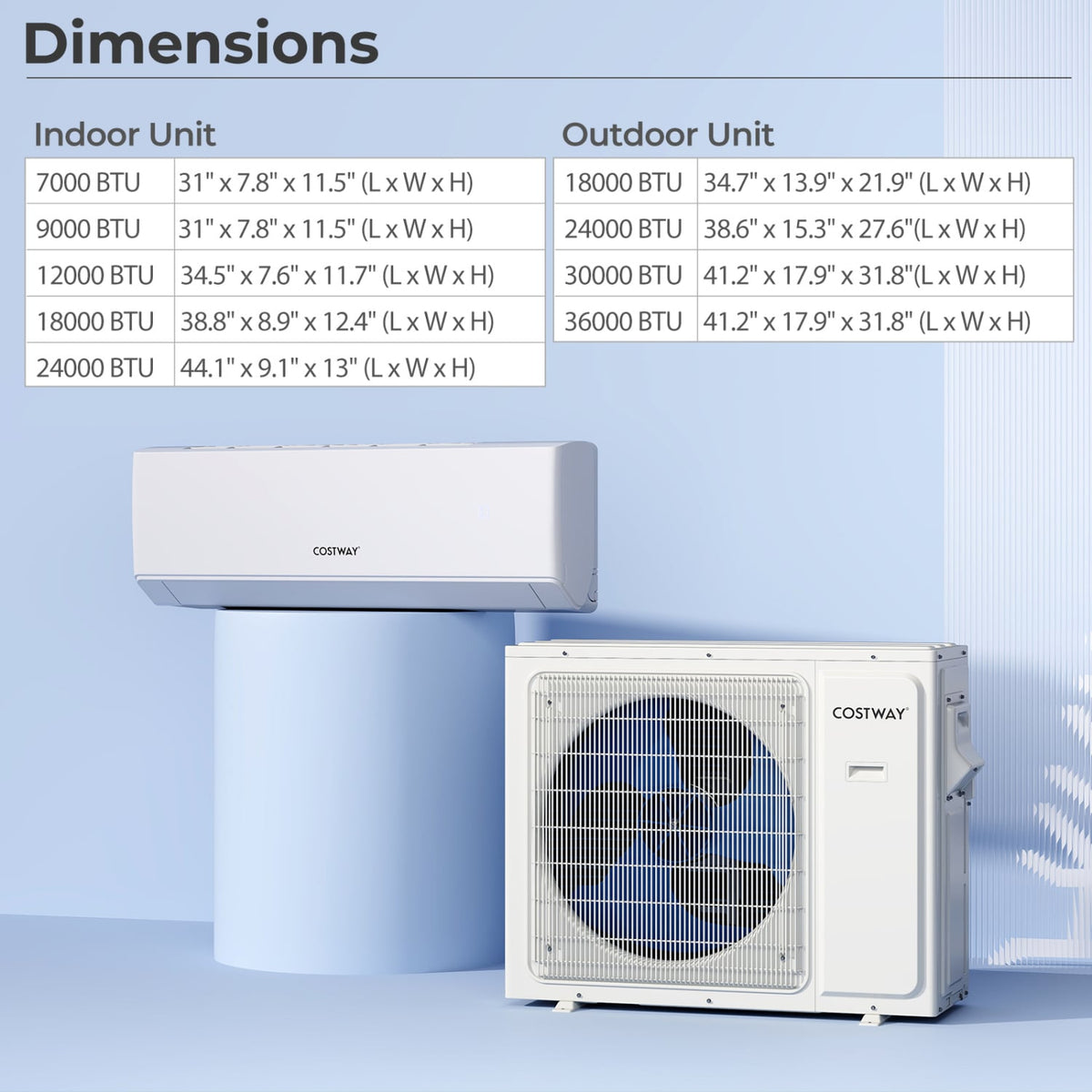 30000 BTU 2 Zone 23 SEER2 Mini Split Air Conditioner Wifi Enabled with Heat Pump-12K + 18K-Multi-Zone Mini Split Air Conditioners-DECOROLALA