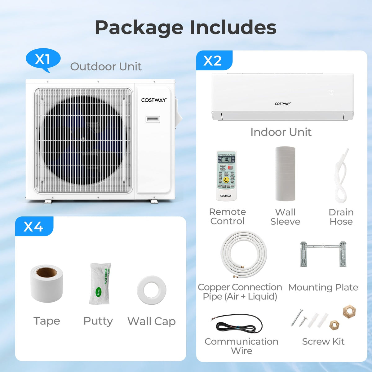 30000 BTU 2 Zone 23 SEER2 Mini Split Air Conditioner Wifi Enabled with Heat Pump-12K + 18K-Multi-Zone Mini Split Air Conditioners-DECOROLALA