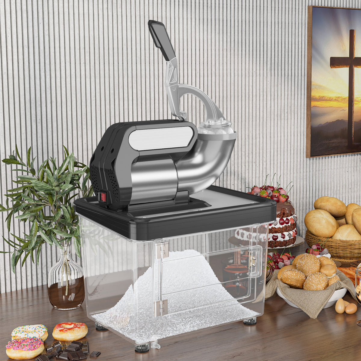 300W Commercial Ice Crusher with Dual Blades and Safety Switch-Black-Ice Crushers & Shavers-DECOROLALA