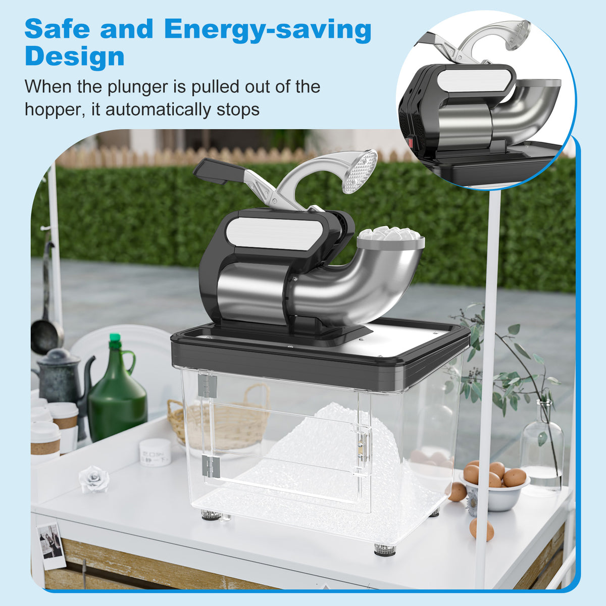 300W Commercial Ice Crusher with Dual Blades and Safety Switch-Black-Ice Crushers & Shavers-DECOROLALA