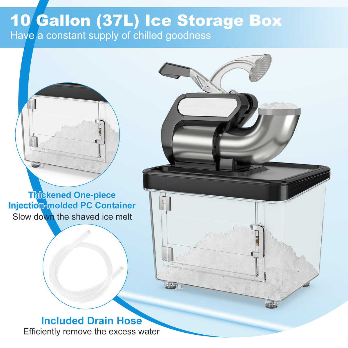 300W Commercial Ice Crusher with Dual Blades and Safety Switch-Black-Ice Crushers & Shavers-DECOROLALA