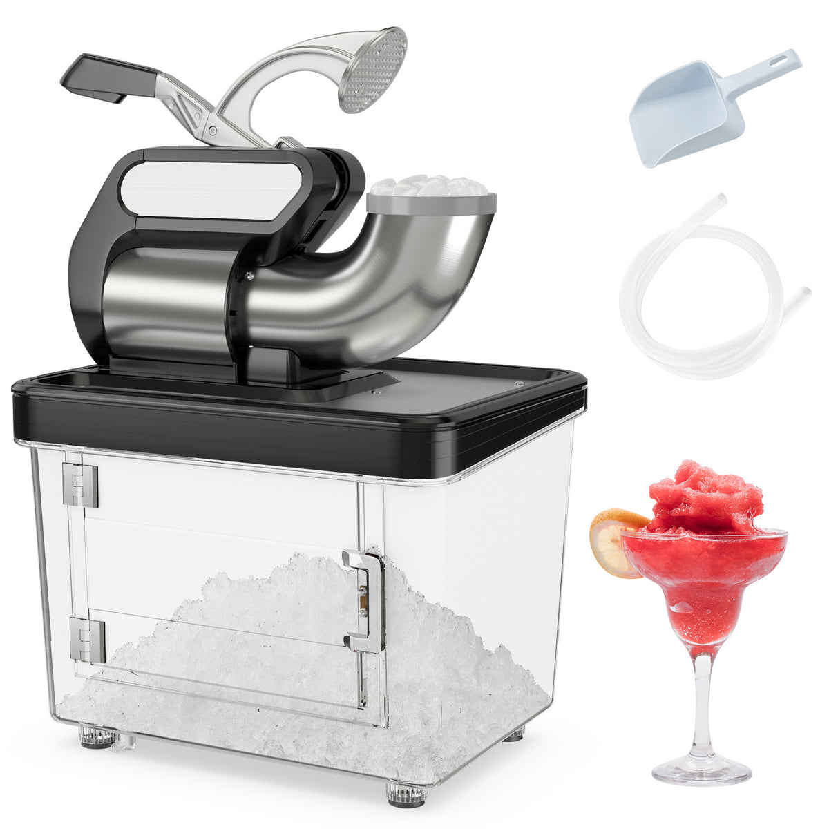 300W Commercial Ice Crusher with Dual Blades and Safety Switch-Black-Ice Crushers & Shavers-DECOROLALA