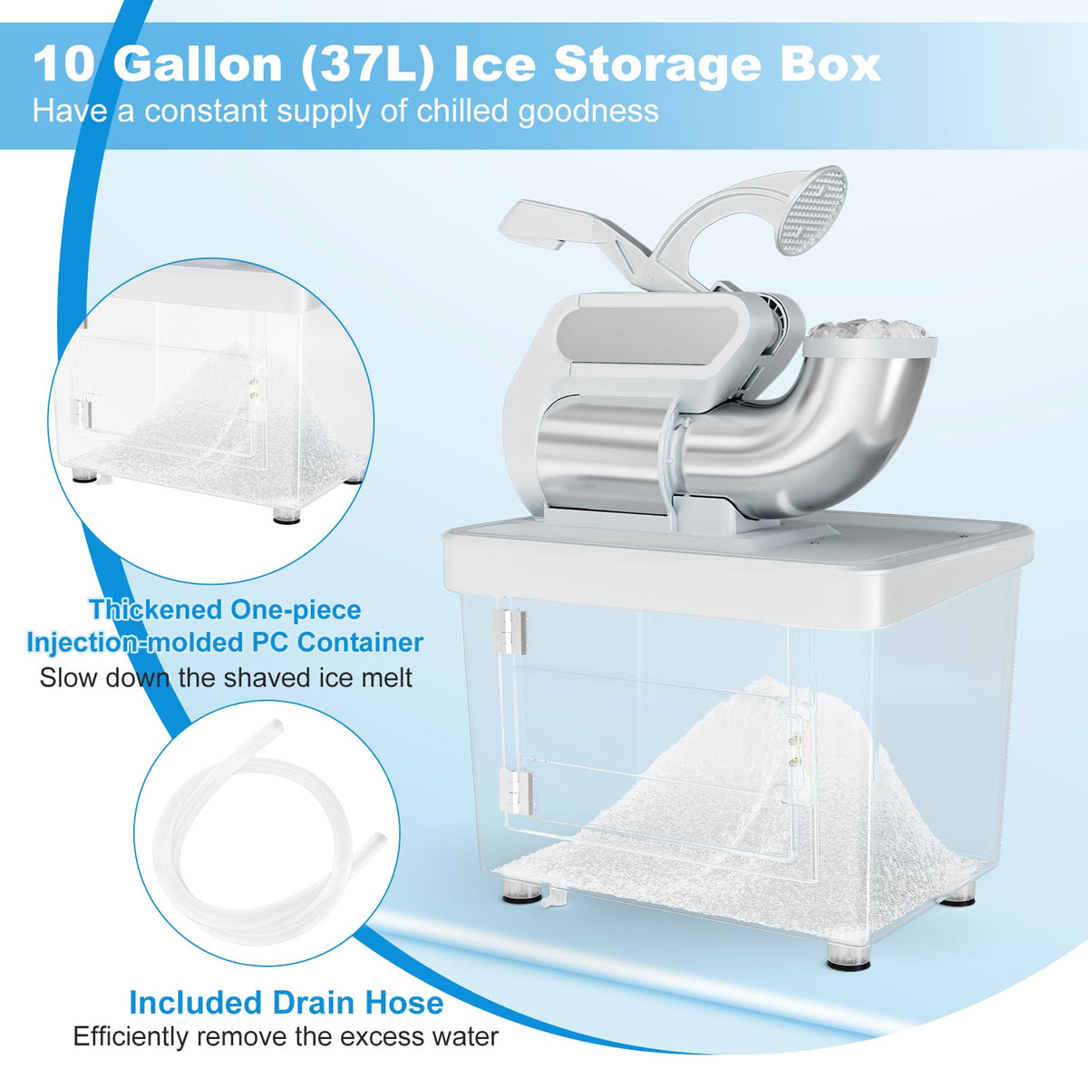 300W Commercial Ice Crusher with Dual Blades and Safety Switch-Gray-Ice Crushers & Shavers-DECOROLALA