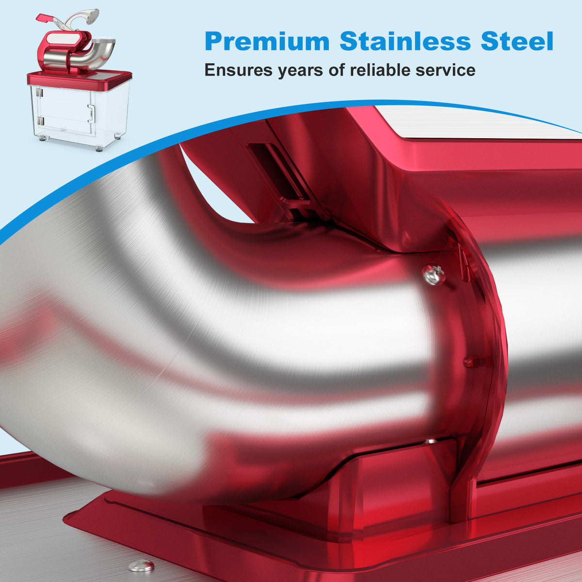 300W Commercial Ice Crusher with Dual Blades and Safety Switch-Red-Ice Crushers & Shavers-DECOROLALA