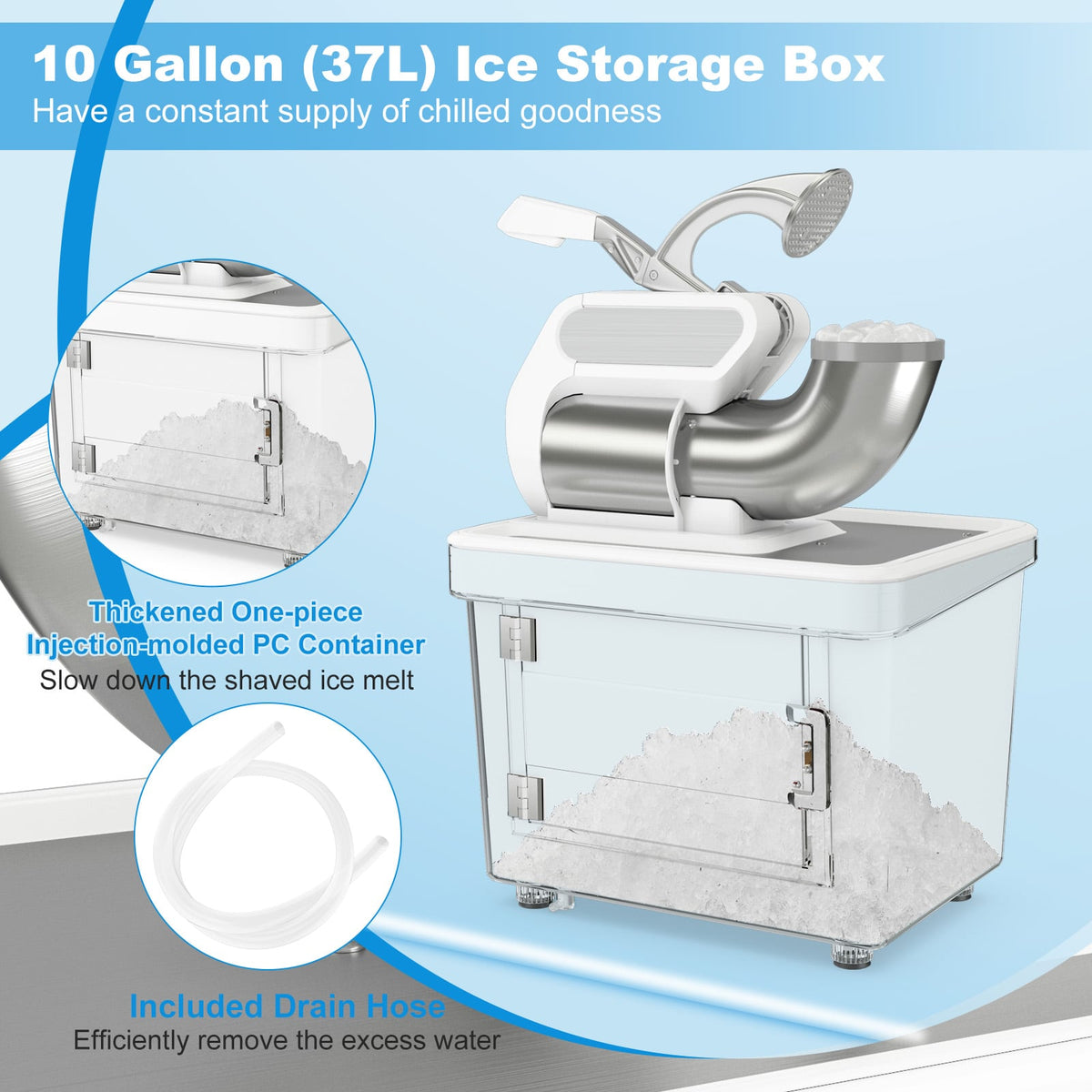 300W Commercial Ice Crusher with Dual Blades and Safety Switch-White-Ice Crushers & Shavers-DECOROLALA