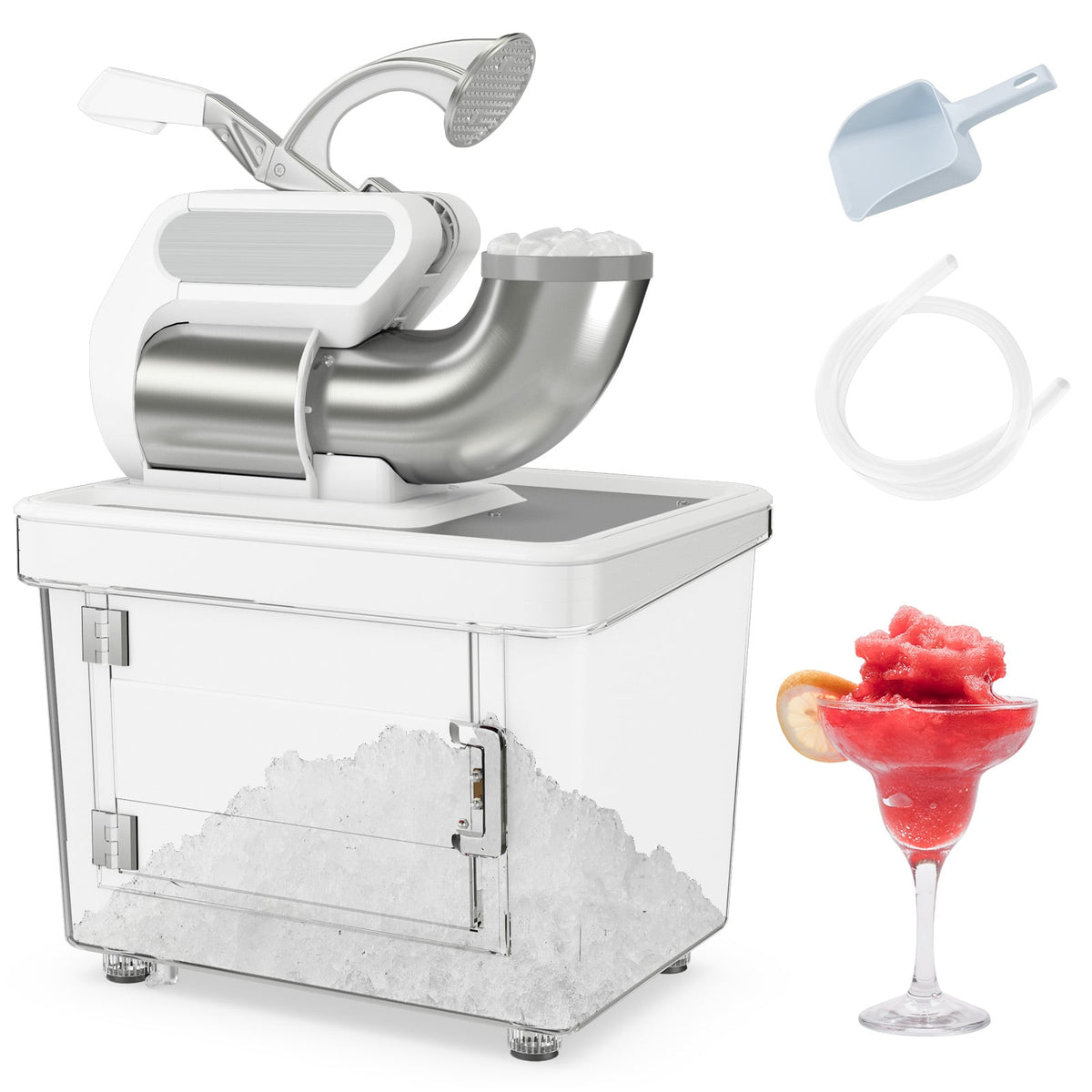 300W Commercial Ice Crusher with Dual Blades and Safety Switch-White-Ice Crushers & Shavers-DECOROLALA