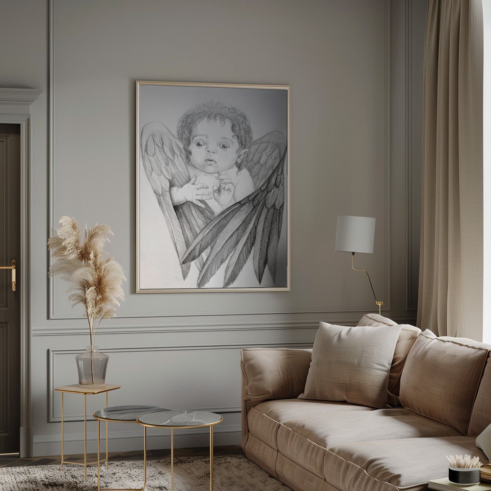 Wall art Surprised Little Cherub-canvas-DECOROLALA
