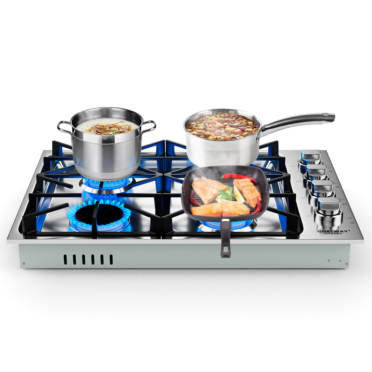 30/36 Inch Gas Cooktop with 4/6 Powerful Burners and ABS Knobs-30 inches-Food Warmers & Burners-DECOROLALA