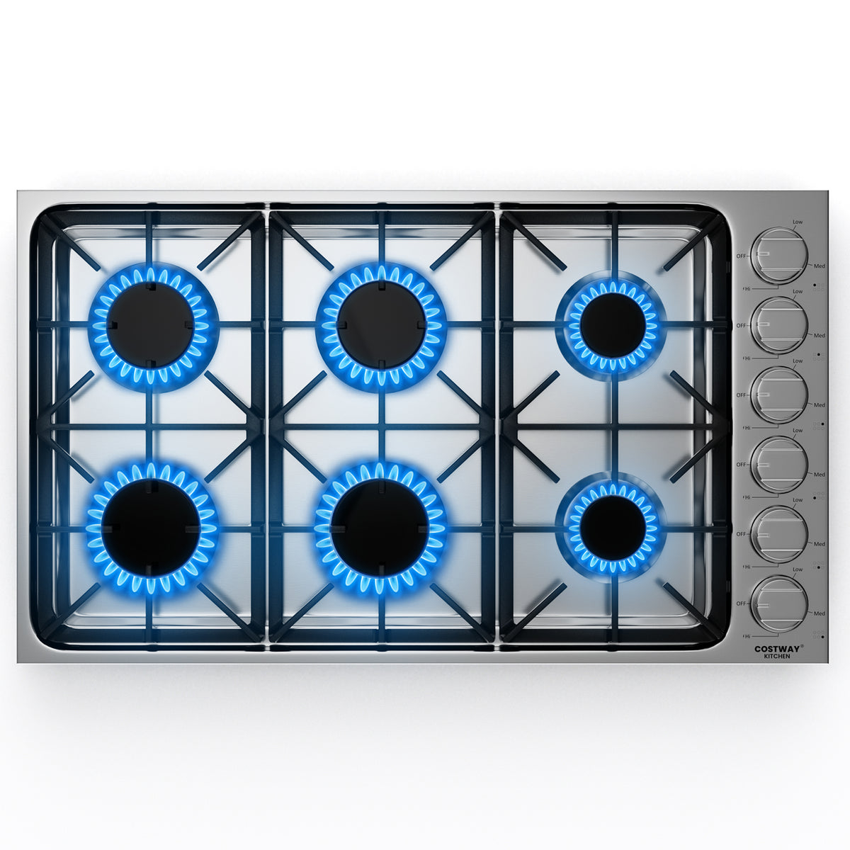 30/36 Inch Gas Cooktop with 4/6 Powerful Burners and ABS Knobs-36 inches-Food Warmers & Burners-DECOROLALA