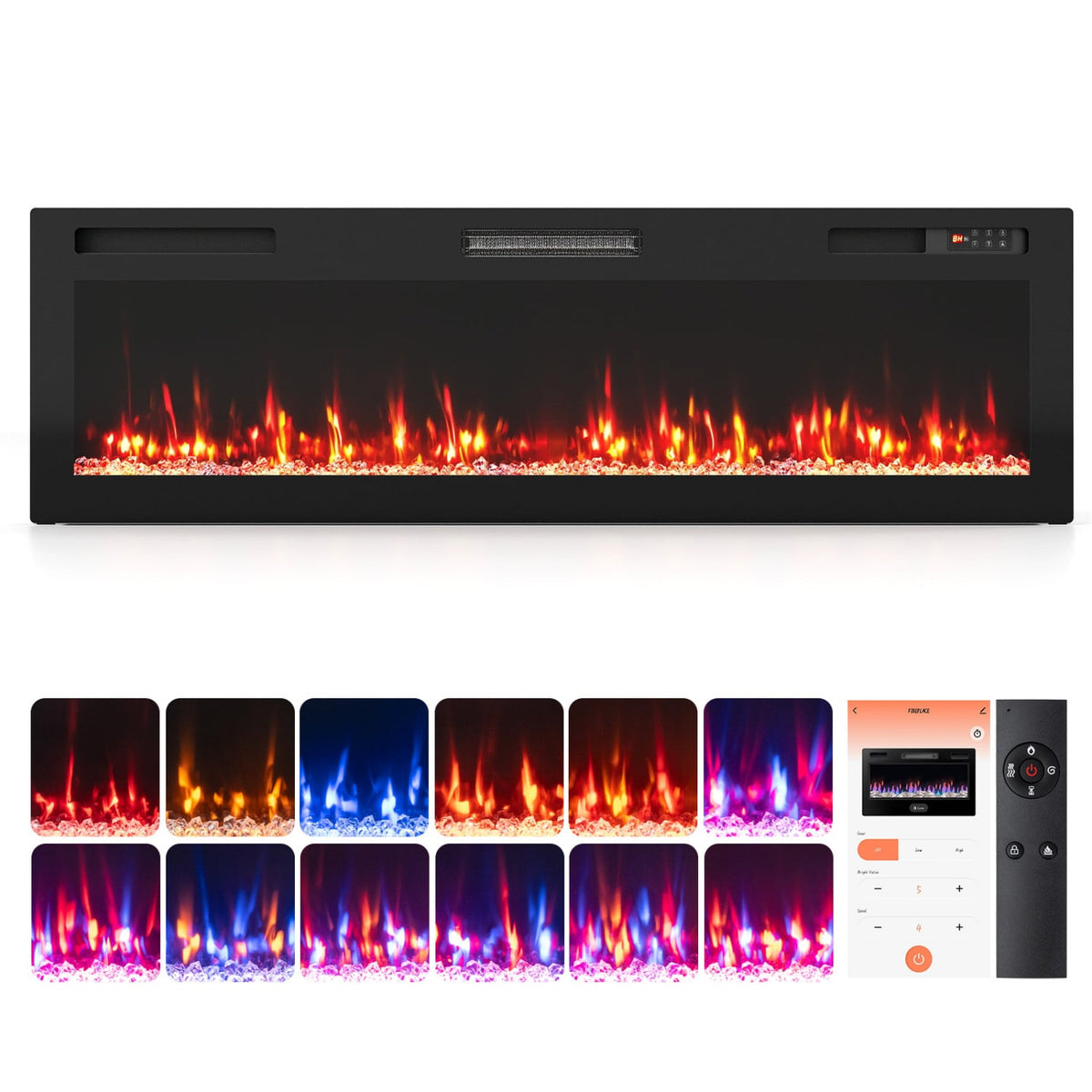 30/36/40/50/60/72 Inch Smart WiFi Electric Fireplace with Recessed and Wall Mounted-60"-Fireplaces-DECOROLALA