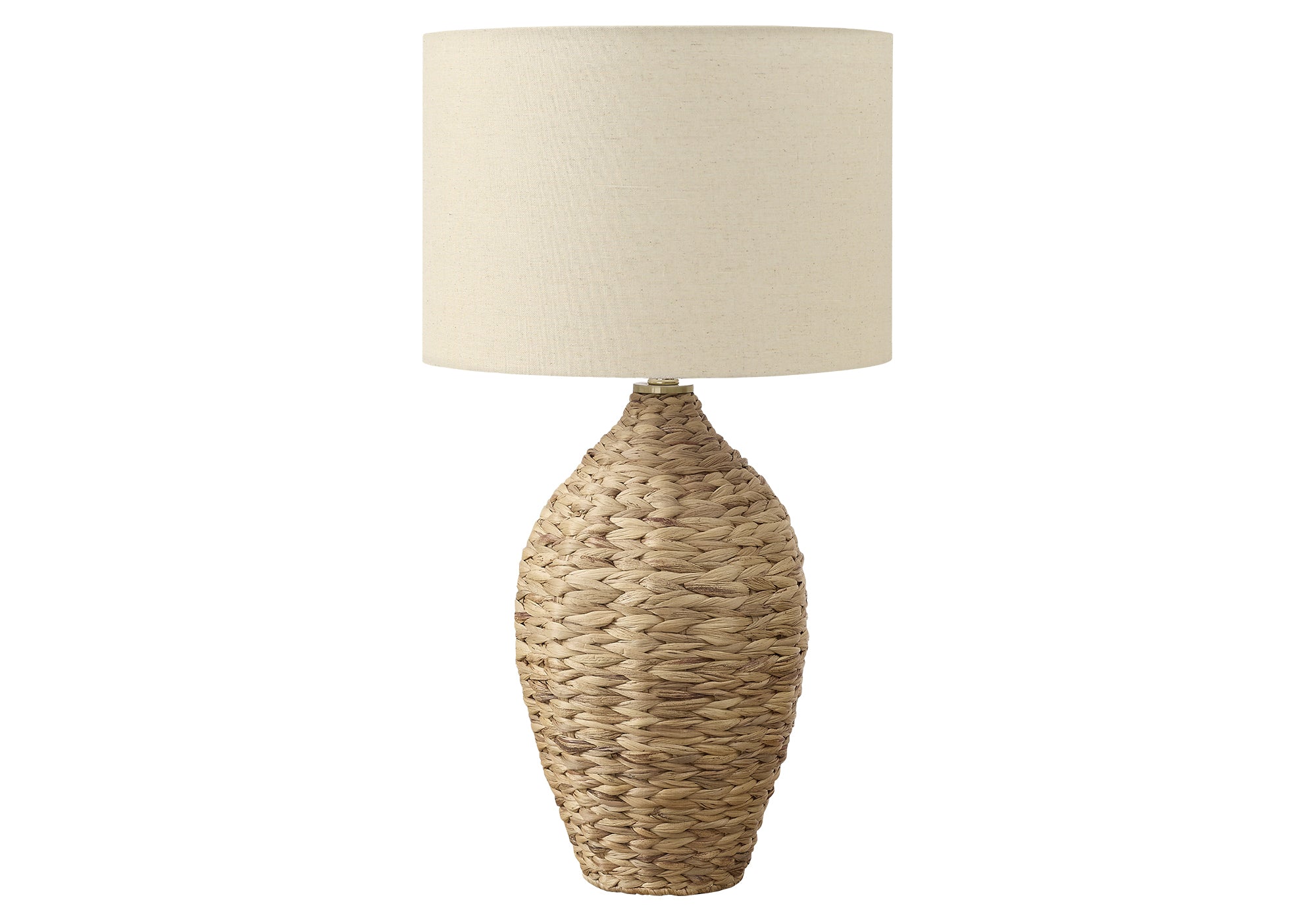 30"H Natural Rattan Table Lamp with Beige Shade-Lighting-DECOROLALA