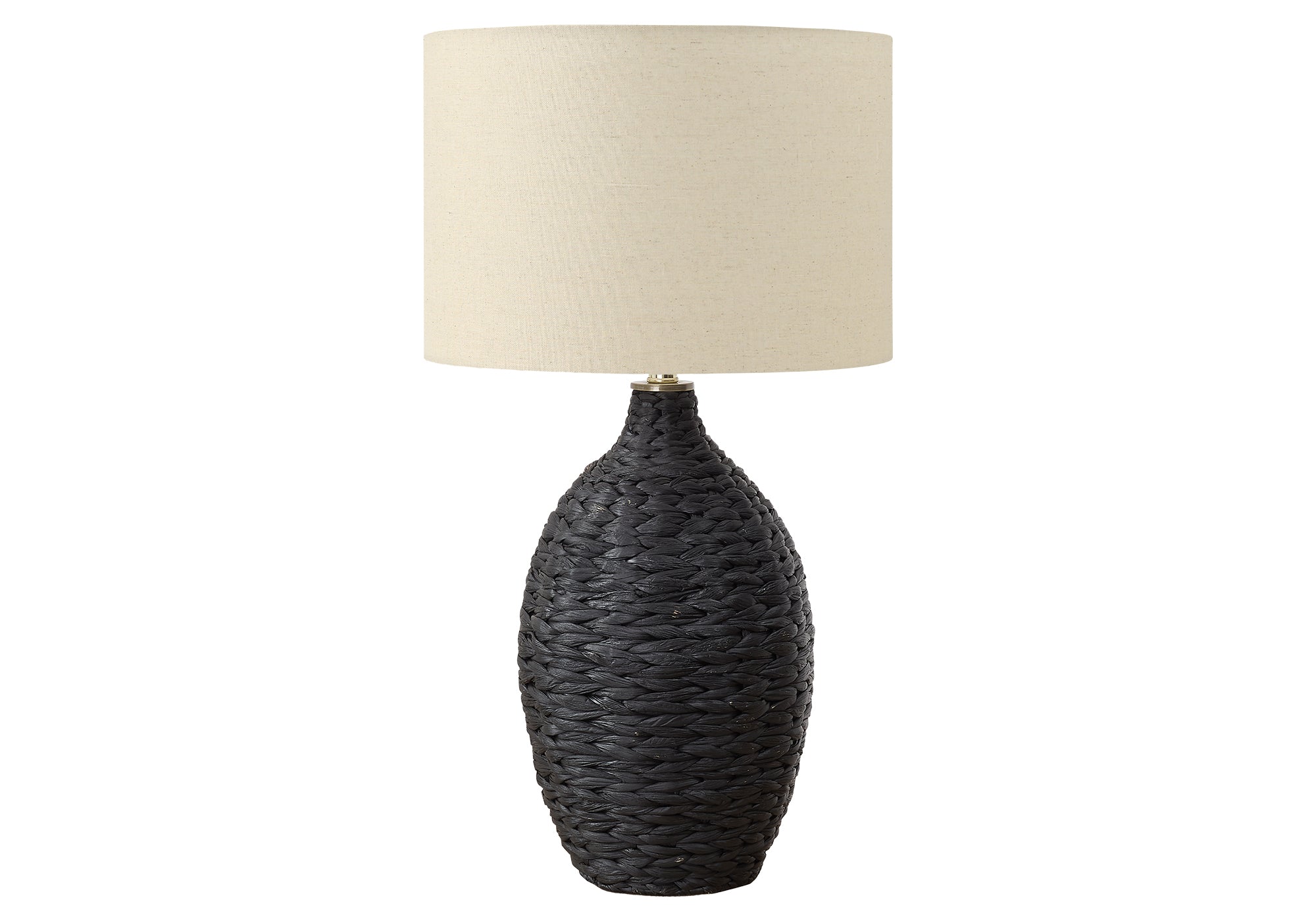 30"H Natural Rattan Table Lamp with Beige Shade-Lighting-DECOROLALA