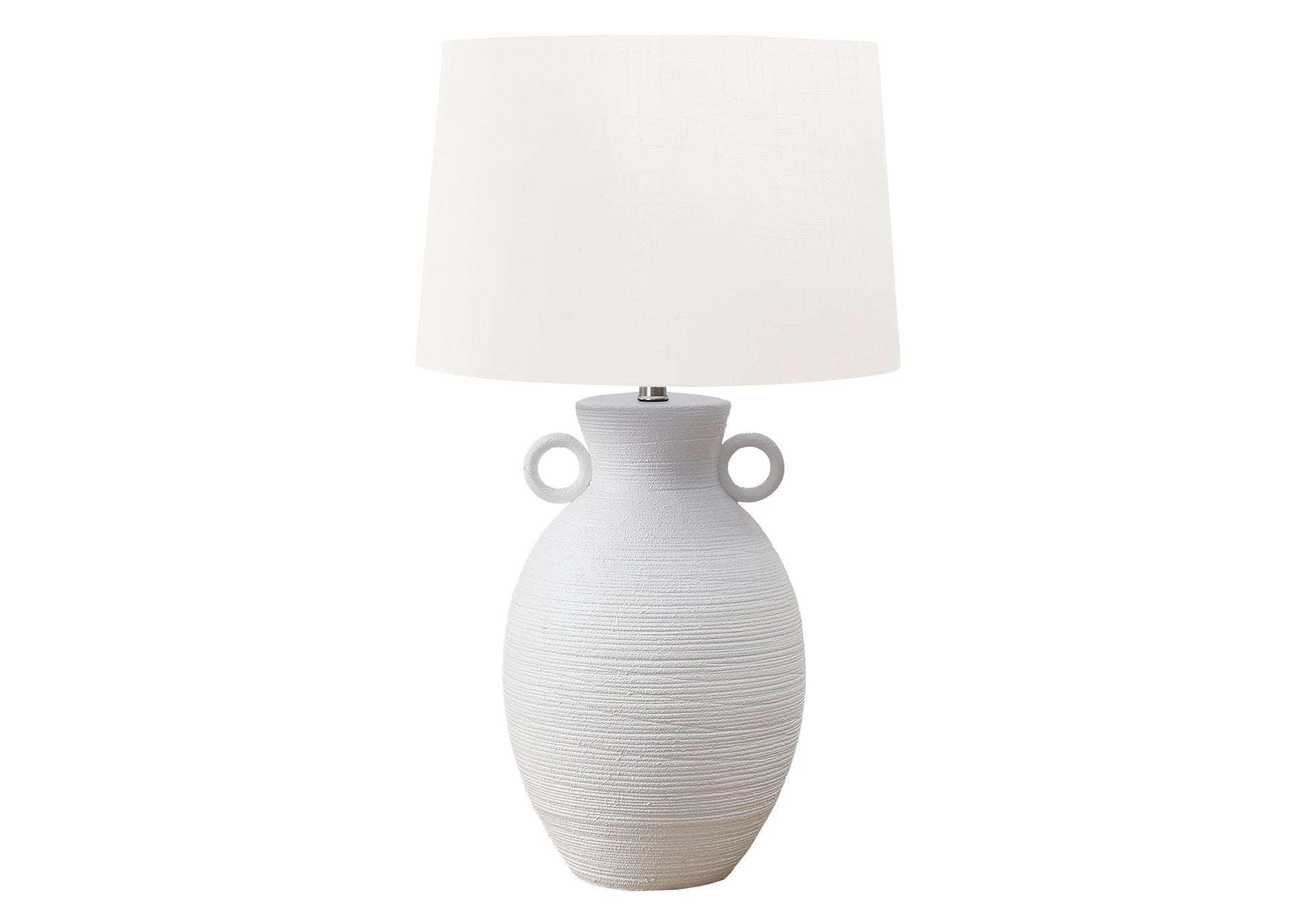 30"H White Ceramic Table Lamp with Ivory Shade-Lighting-DECOROLALA