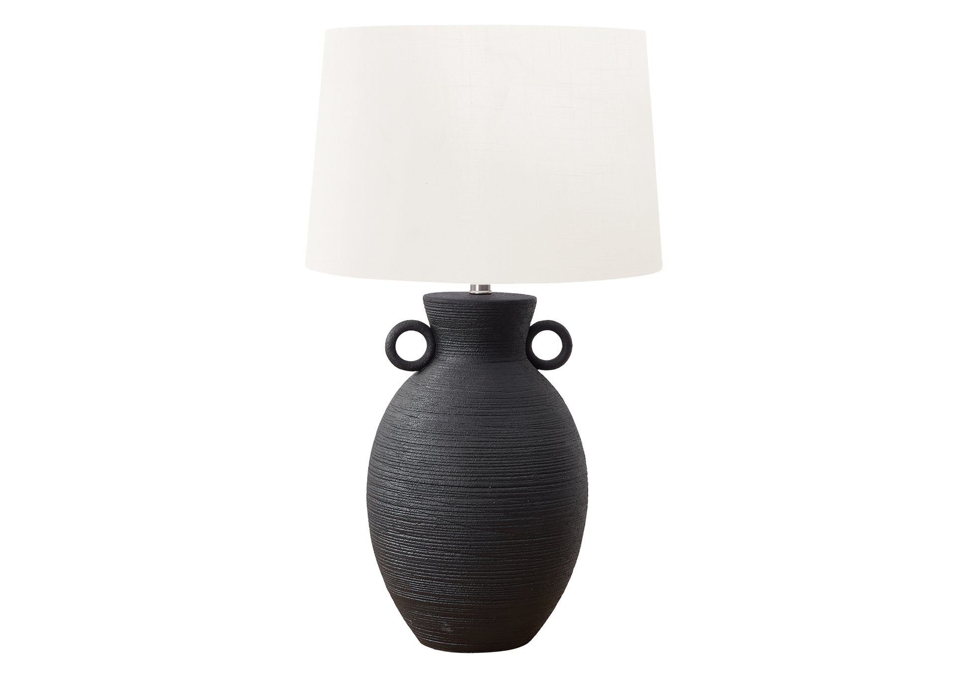 30"H White Ceramic Table Lamp with Ivory Shade-Lighting-DECOROLALA