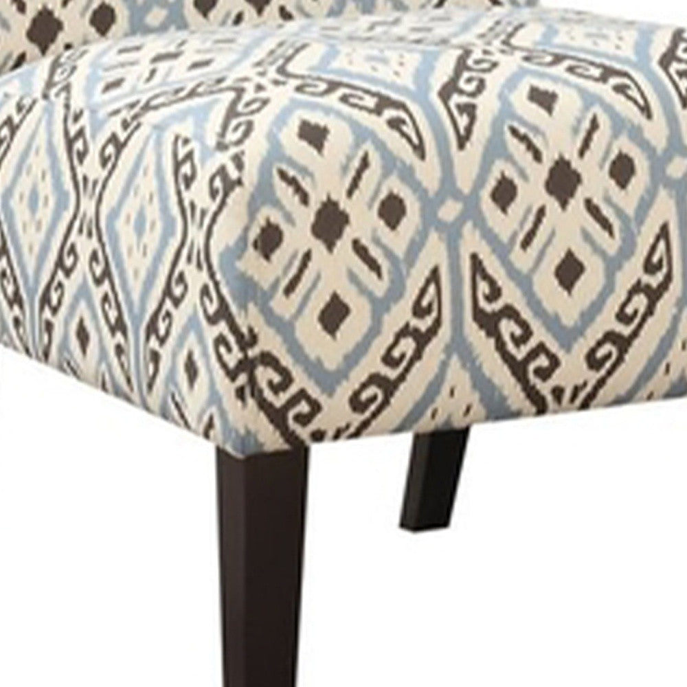 31" Black Blue and Brown Fabric Ikat Side Chair-Accent Chairs-DECOROLALA