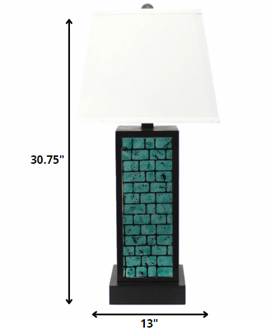31" Black Metal Bedside Lamp With White Empire Shade-Table Lamps-DECOROLALA