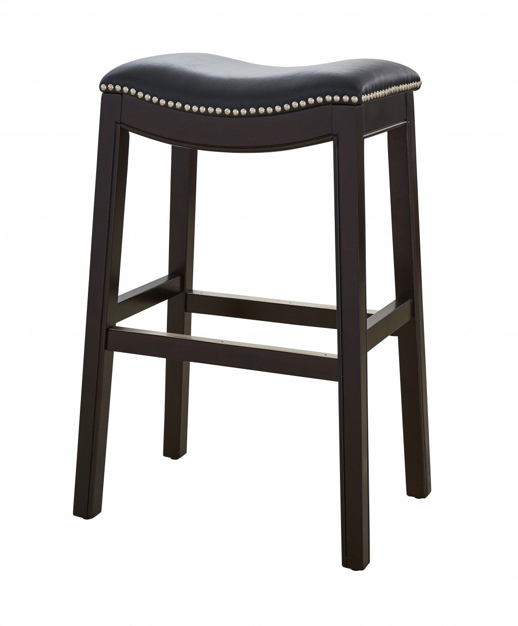 31" Black and Espresso Solid Wood Backless Bar Height Bar Chair-Bar Chairs-DECOROLALA