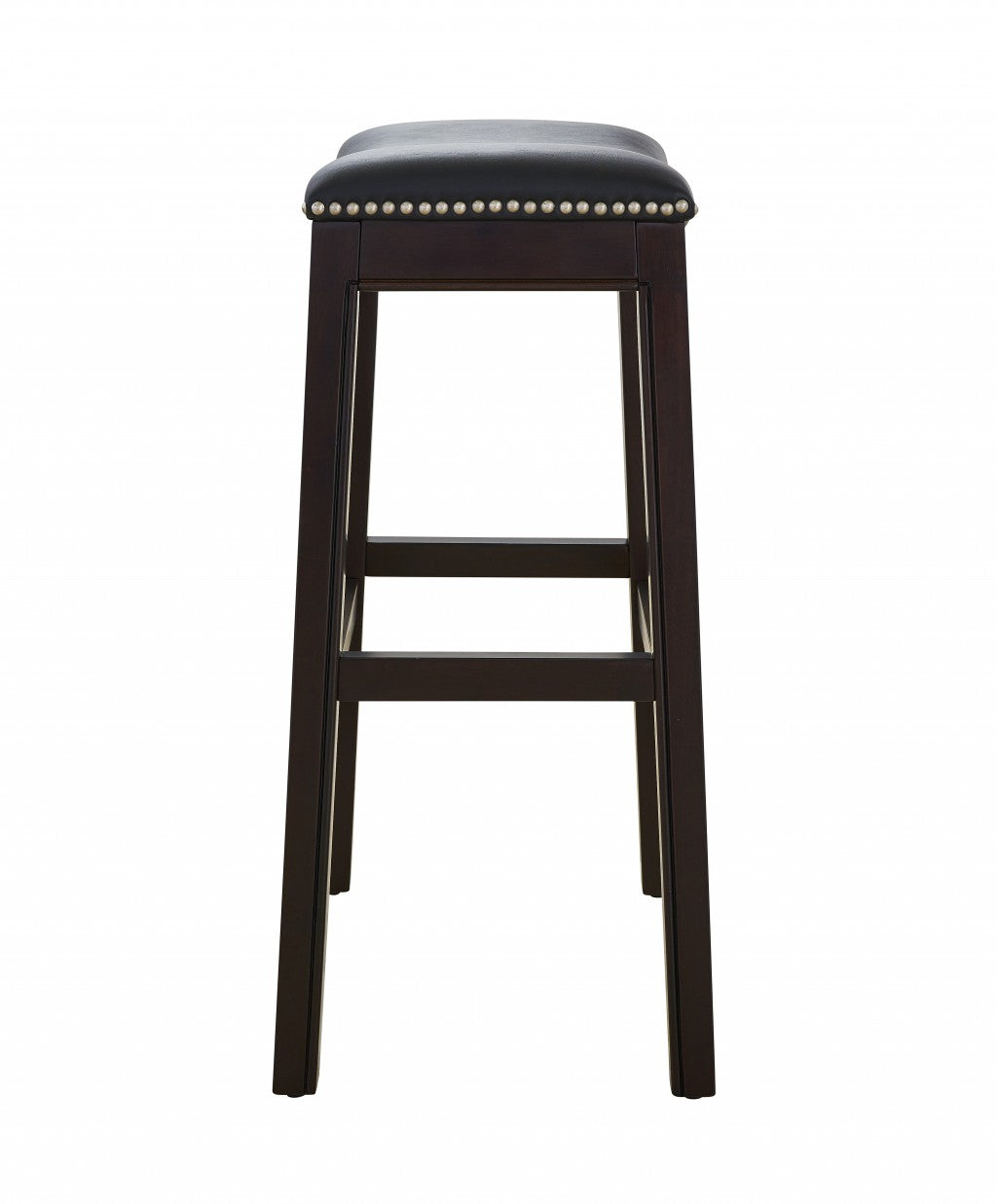 31" Black and Espresso Solid Wood Backless Bar Height Bar Chair-Bar Chairs-DECOROLALA