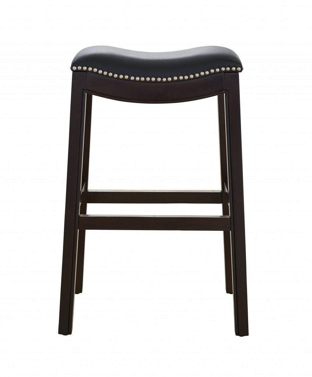31" Black and Espresso Solid Wood Backless Bar Height Bar Chair-Bar Chairs-DECOROLALA