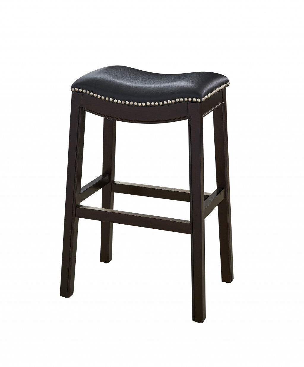 31" Black and Espresso Solid Wood Backless Bar Height Bar Chair-Bar Chairs-DECOROLALA