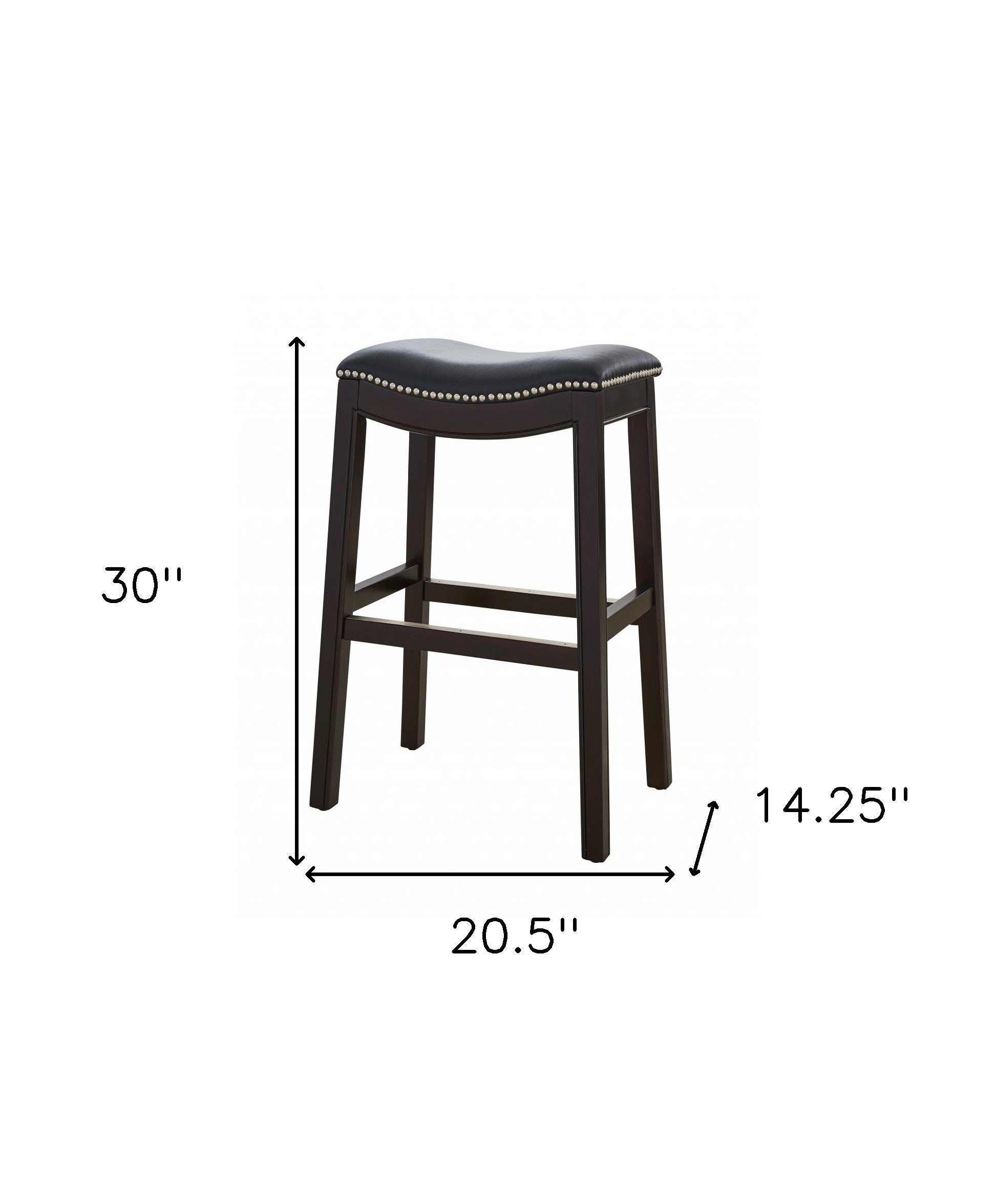 31" Black and Espresso Solid Wood Backless Bar Height Bar Chair-Bar Chairs-DECOROLALA