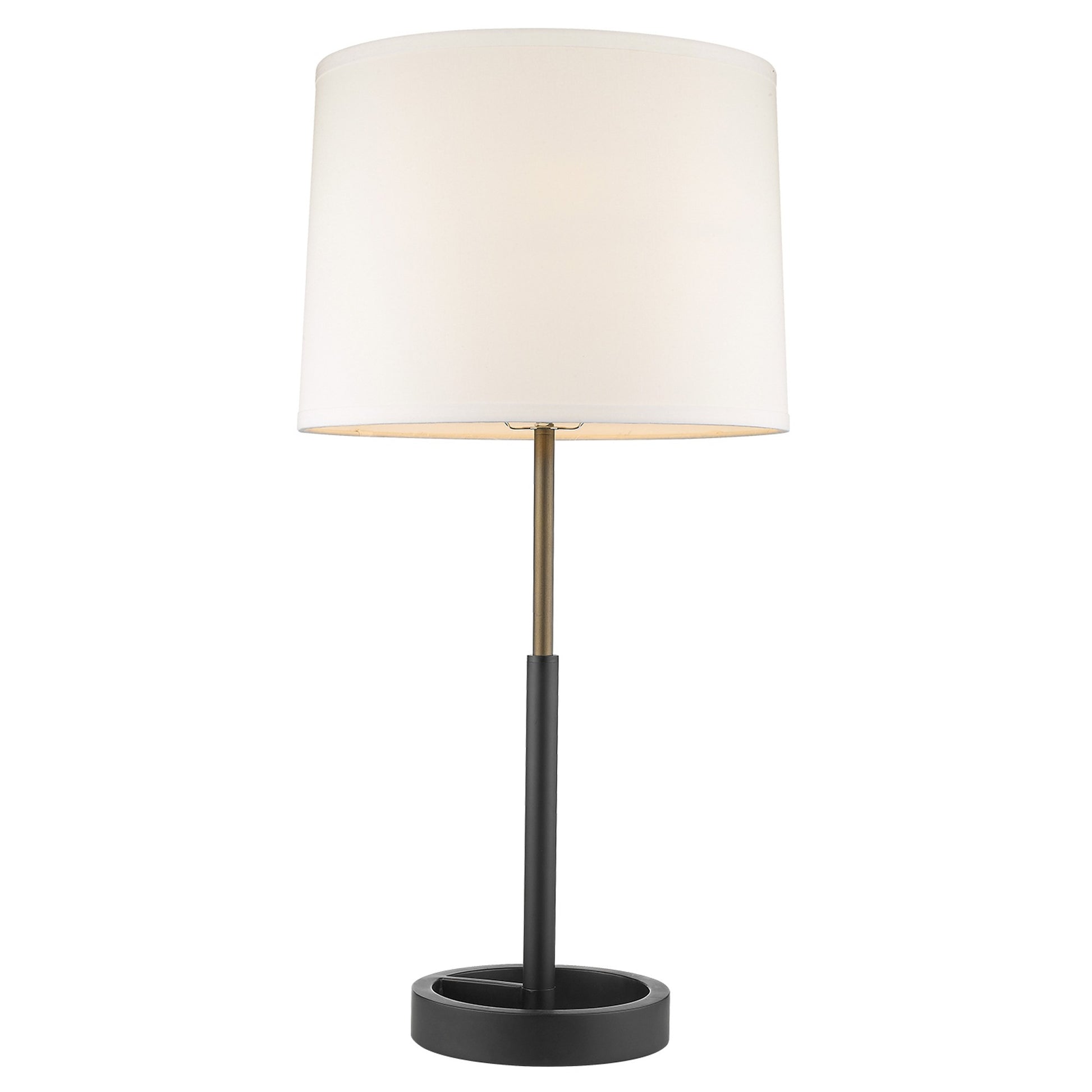 31" Black and Gold Metal Table Lamp With White Empire Shade-Table Lamps-DECOROLALA
