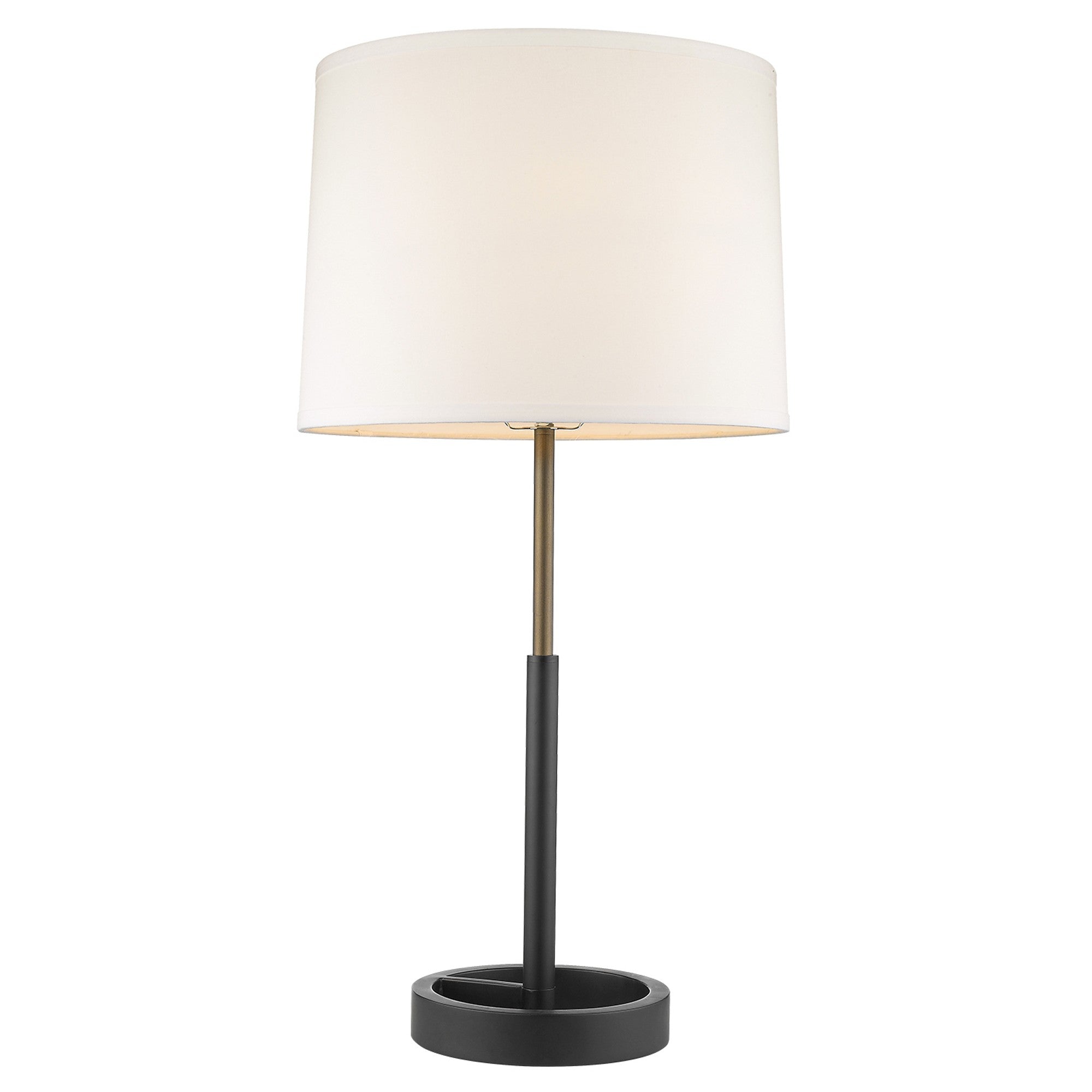 31" Black and Gold Metal Table Lamp With White Empire Shade-Table Lamps-DECOROLALA