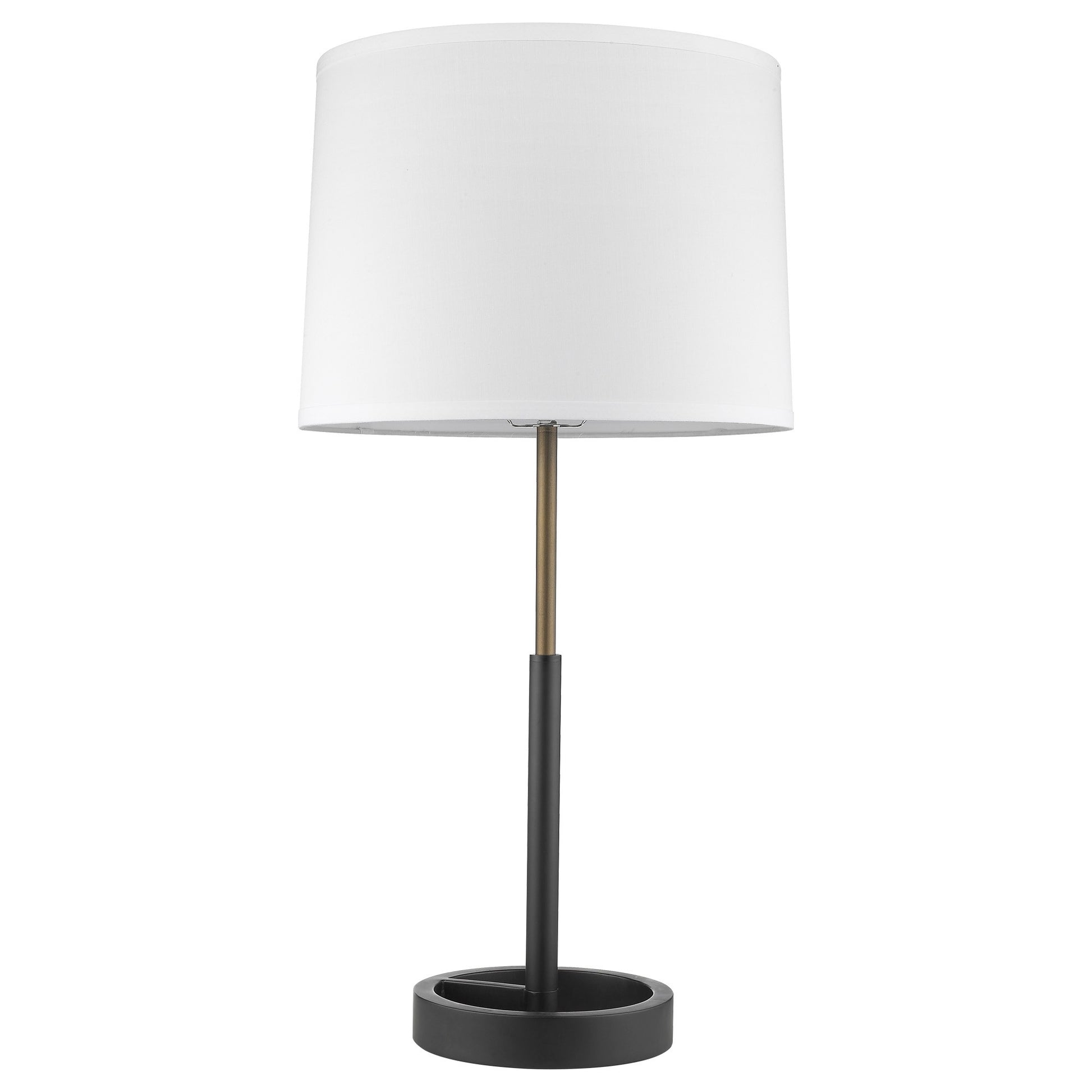 31" Black and Gold Metal Table Lamp With White Empire Shade-Table Lamps-DECOROLALA