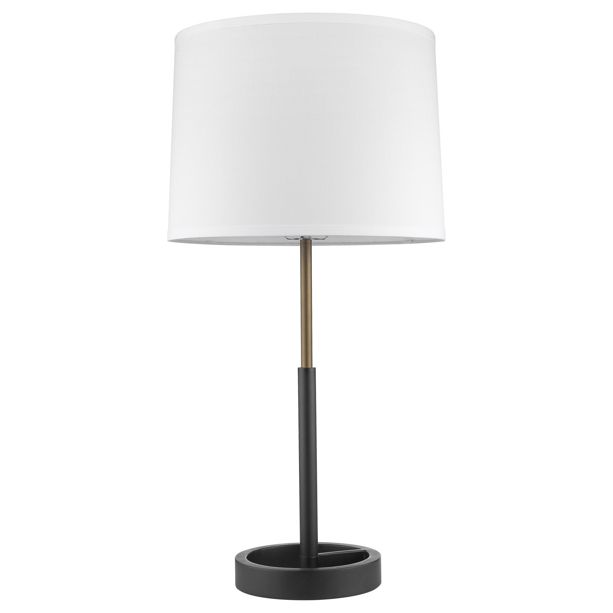 31" Black and Gold Metal Table Lamp With White Empire Shade-Table Lamps-DECOROLALA
