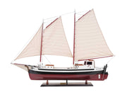31" Black and White Solid Wood Hand Painted Model Boat Tabletop Sculpture-Sculptures-DECOROLALA