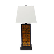 31" Black and Yellow Metal Bedside Table Lamp With White Empire Shade-Table Lamps-DECOROLALA