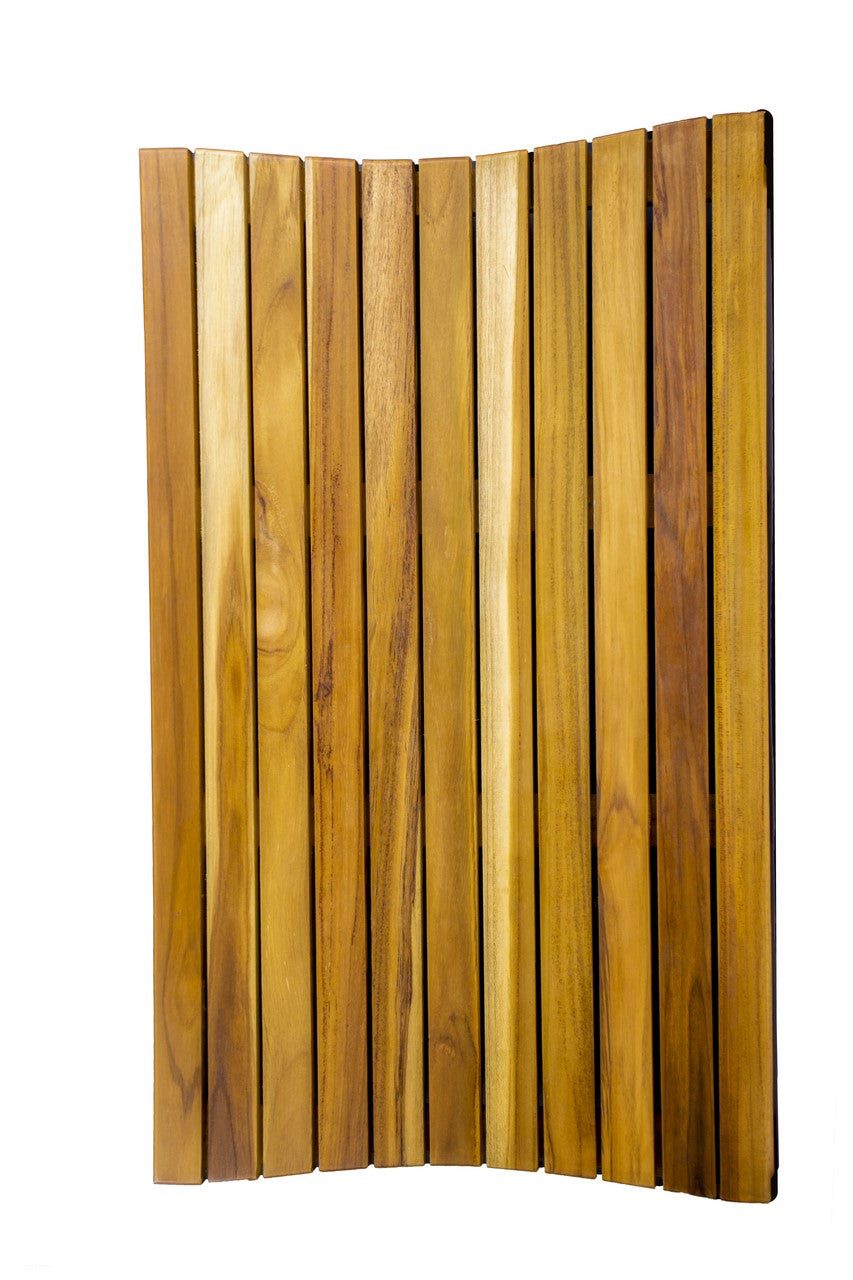 31" Brown Teak Slat Non Slip Bath Mat-Bath Rugs-DECOROLALA