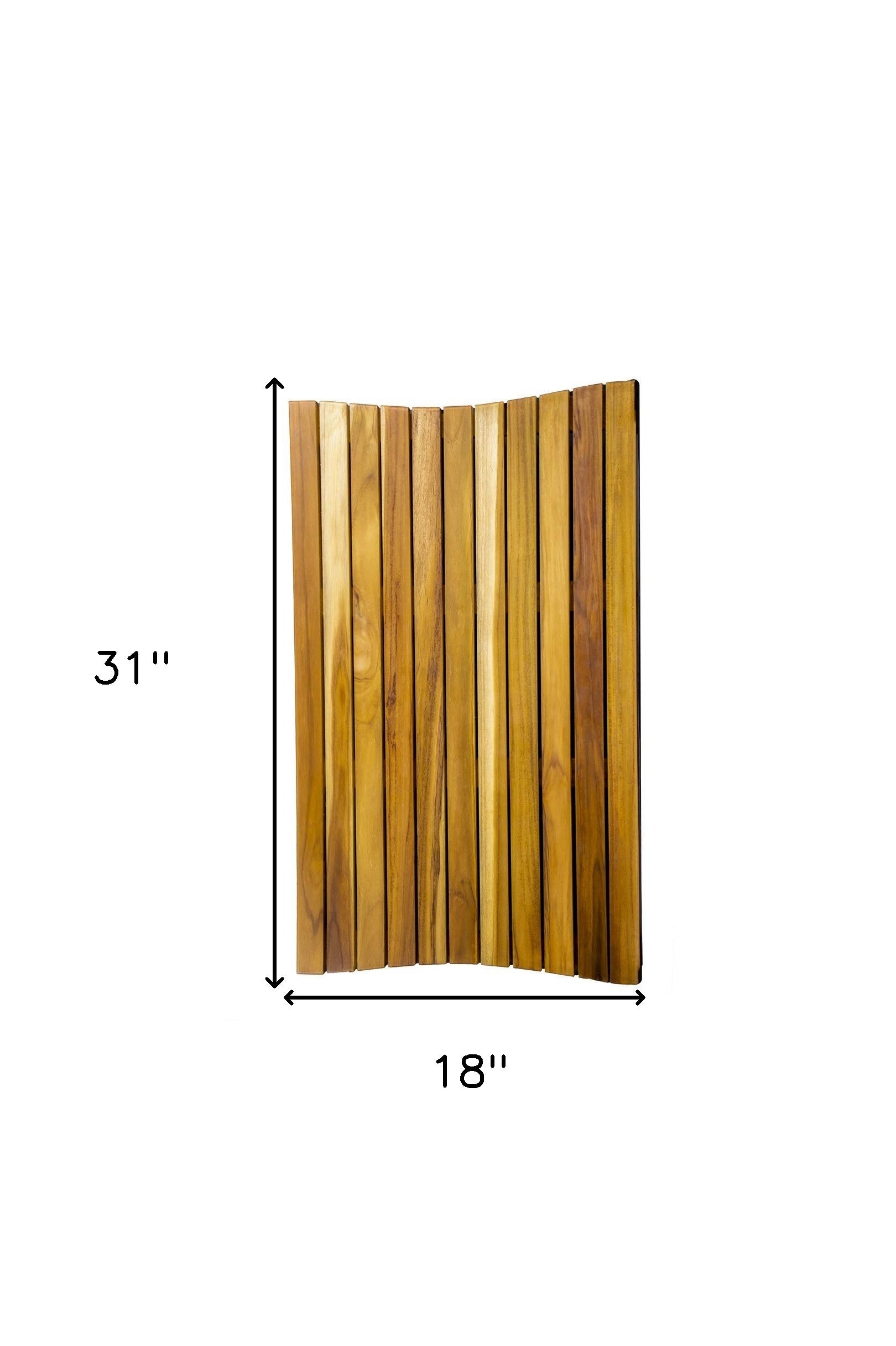 31" Brown Teak Slat Non Slip Bath Mat-Bath Rugs-DECOROLALA
