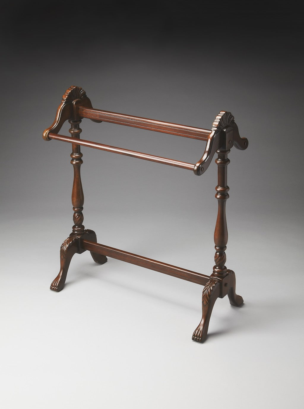 31" Dark Brown Hand Carved Wood Blanket Stand-Blanket Racks and Ladders-DECOROLALA