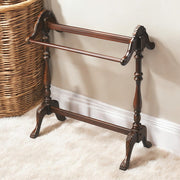 31" Dark Brown Hand Carved Wood Blanket Stand-Blanket Racks and Ladders-DECOROLALA