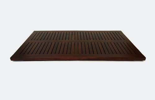 31" Dark Brown Teak Slat Non Slip Bath Mat-Bath Rugs-DECOROLALA