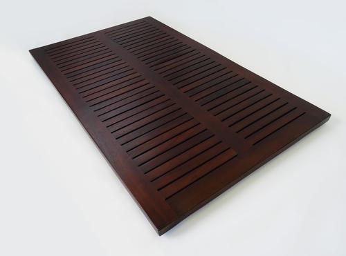 31" Dark Brown Teak Slat Non Slip Bath Mat-Bath Rugs-DECOROLALA