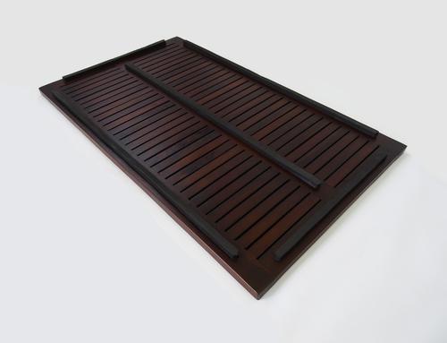 31" Dark Brown Teak Slat Non Slip Bath Mat-Bath Rugs-DECOROLALA